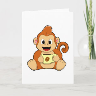 Monkey with Cup of Coffee Card