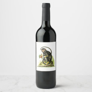 Monkey With Fruit Wine Label