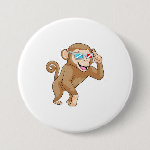 Monkey with Glasses 7.5 Cm Round Badge
