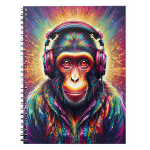 Monkey with headphones notebook