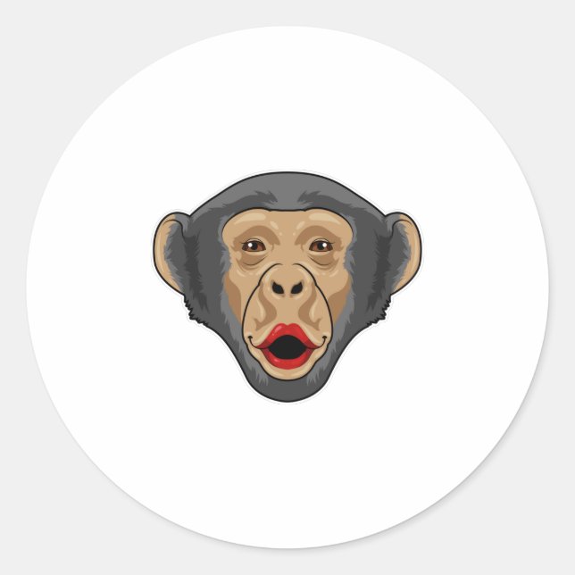 Monkey with Kiss mouth Classic Round Sticker (Front)