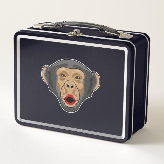 Monkey with Kiss mouth Metal Lunch Box (Front)