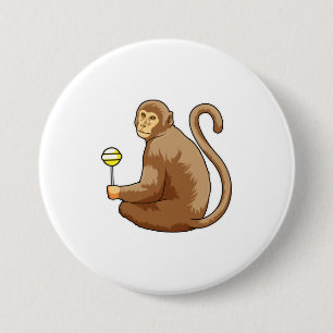 Monkey with Lollipop 7.5 Cm Round Badge