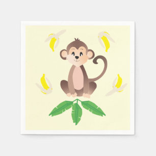 Monkey With Peeled Bananas Tropical Jungle Animal Napkin