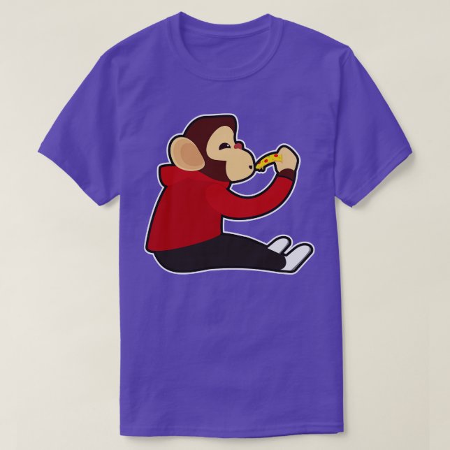 Monkey with Piece of Pizza 2 T-Shirt (Design Front)