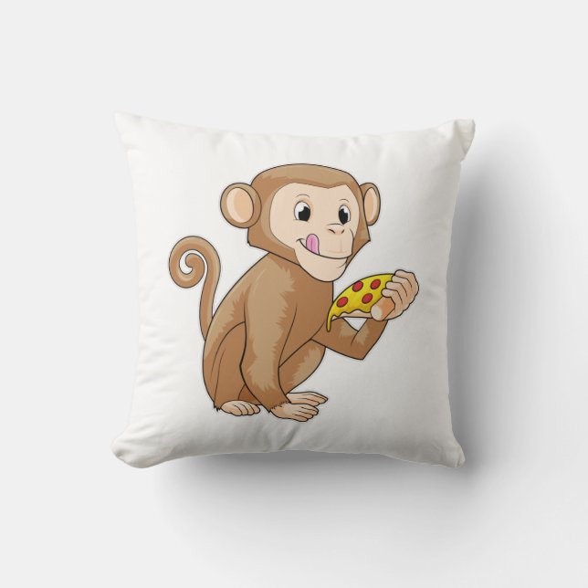 Monkey with Piece of Pizza Cushion (Front)
