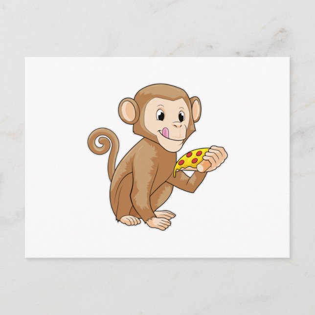 Monkey with Piece of Pizza Postcard (Front)