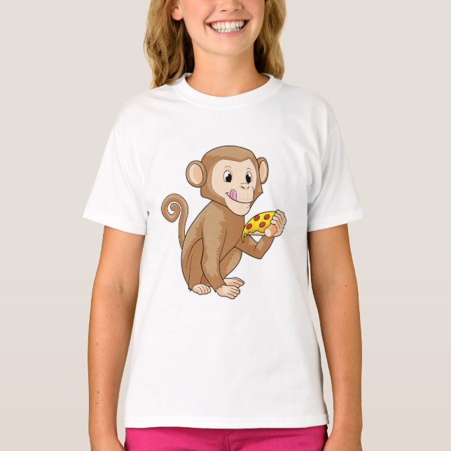 Monkey with Piece of Pizza T-Shirt (Front)