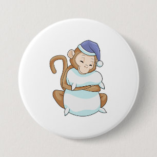 Monkey with Pillow & Sleepyhead 7.5 Cm Round Badge