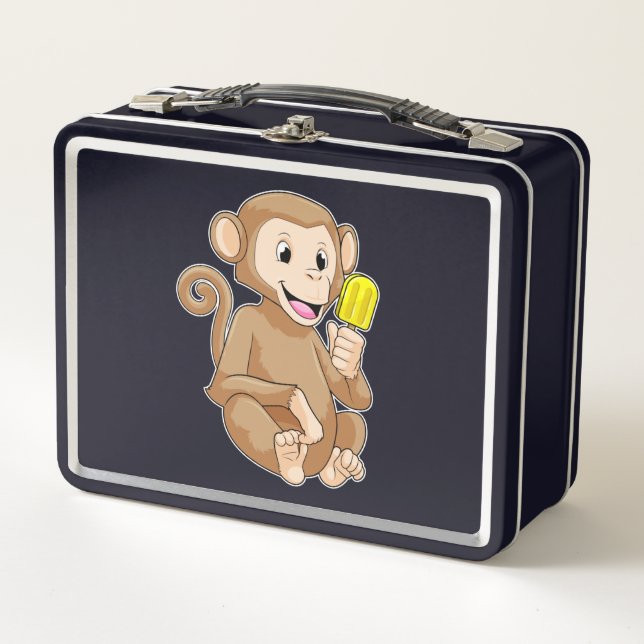 Monkey with Popsicle Metal Lunch Box (Front)