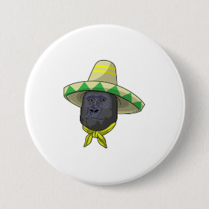 Monkey with Straw hat 7.5 Cm Round Badge