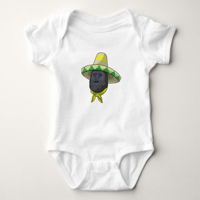 Monkey with Straw hat Baby Bodysuit (Front)
