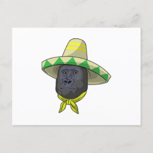 Monkey with Straw hat Postcard