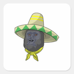 Monkey with Straw hat Square Sticker