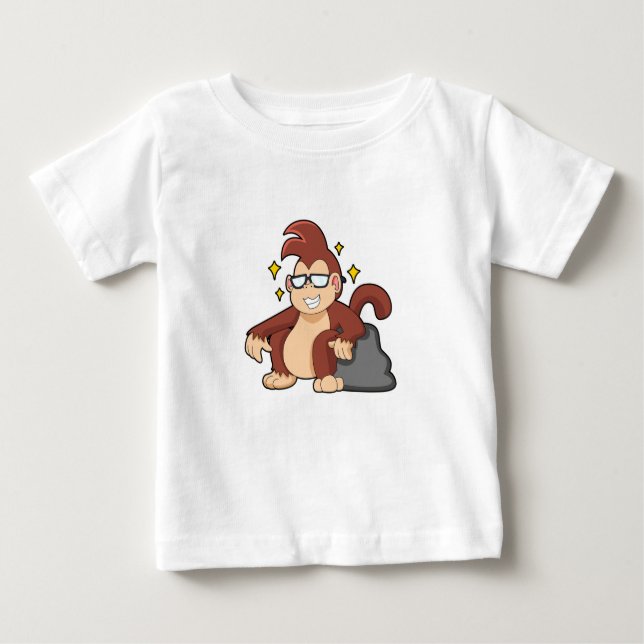 Monkey with Sunglasses Baby T-Shirt (Front)