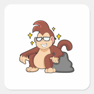 Monkey with Sunglasses Square Sticker