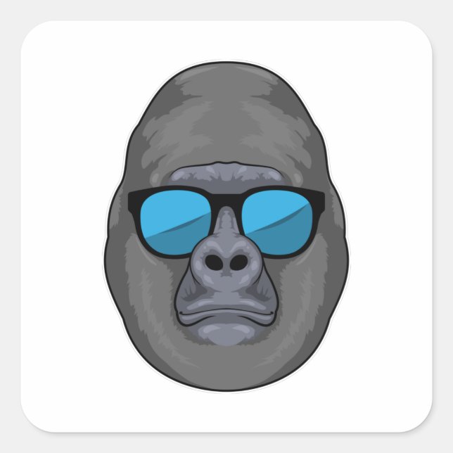 Monkey with Sunglasses Square Sticker (Front)