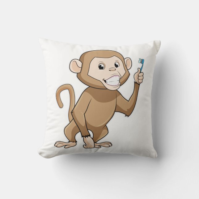 Monkey with Toothbrush Cushion (Front)