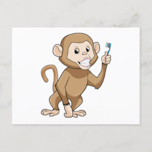 Monkey with Toothbrush Postcard