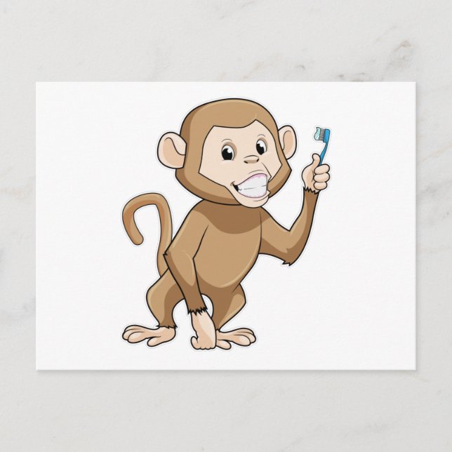 Monkey with Toothbrush Postcard (Front)