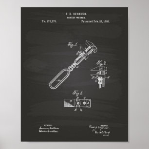 Monkey Wrench 1883 Patent Art Chalkboard Poster