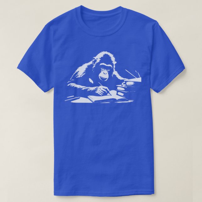 monkey writing a book T-Shirt (Design Front)