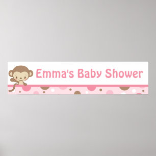 Monkey Zoo Baby Shower Banner-girl Poster