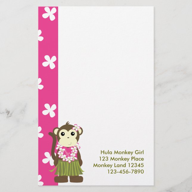 monkeyflowers2, girlmonkeytrop, Hula Monkey Gir... Stationery (Front)