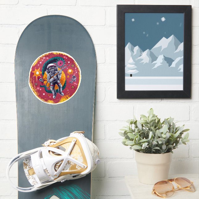 Monkeying Around in Space Stickers Retro Fun (Snowboard)