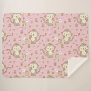 Monkeys and Frogs Sherpa Blanket