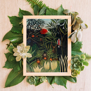 Monkeys and Parrot in the Virgin Forest Poster