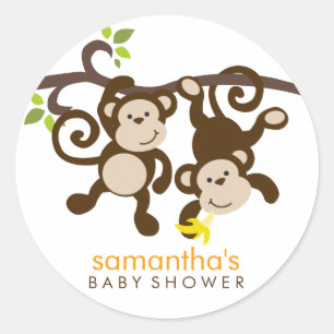 Monkeys and Polka Dots Classic Round Sticker