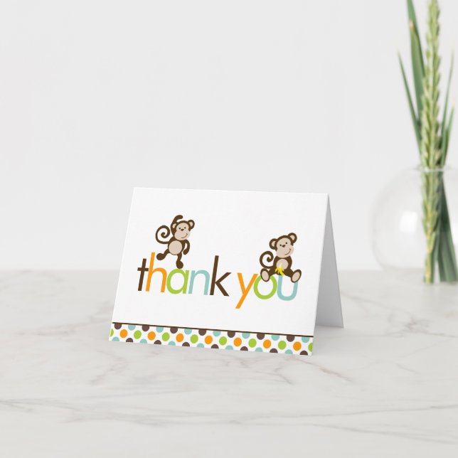 Monkeys and Polka Dots Thank You Notes (Front)