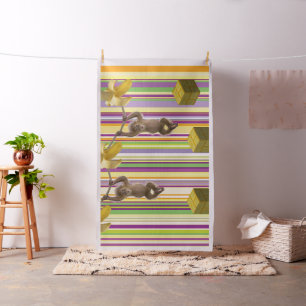 Monkeys Bananas Stripe Colourful  Fabric