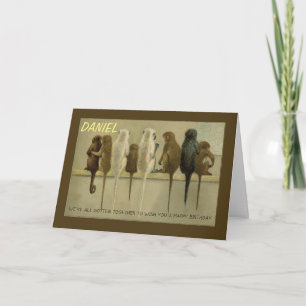 Monkeys Birthday From Group, Personalise Customiza Card