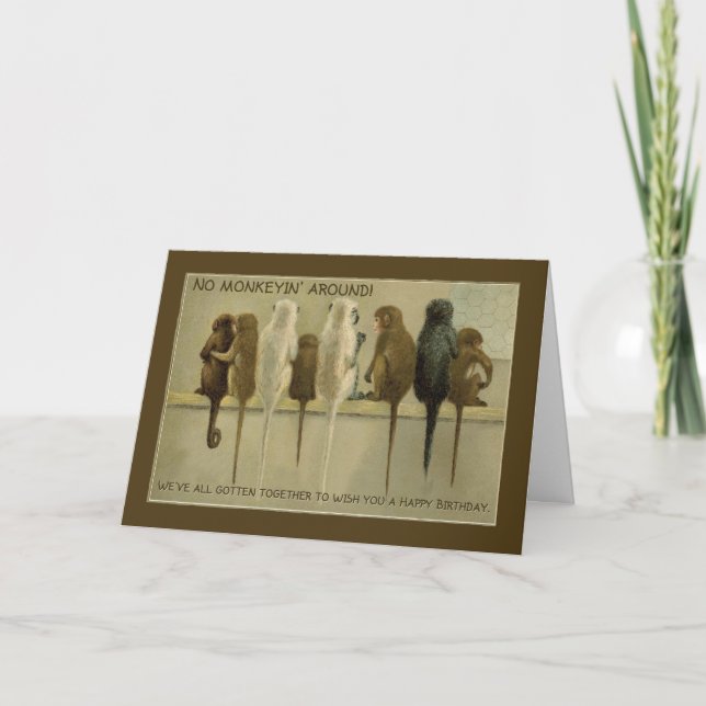 Monkeys Business Birthday From Group, Humour Card (Front)