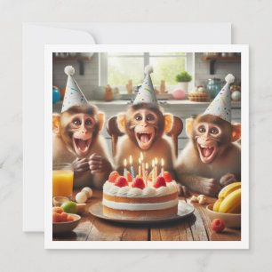 Monkeys celebrating birthday, monkey invtitation invitation