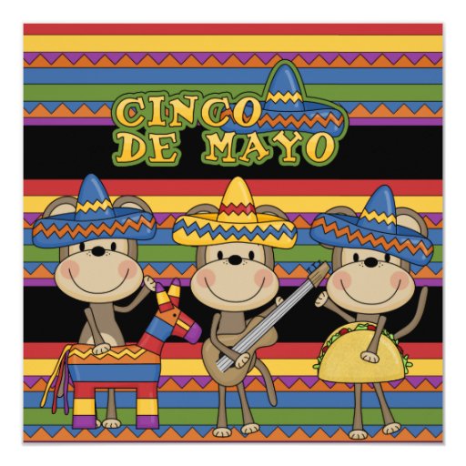 Monkeys Cinco de Mayo Custom Birthday Invitations | Zazzle