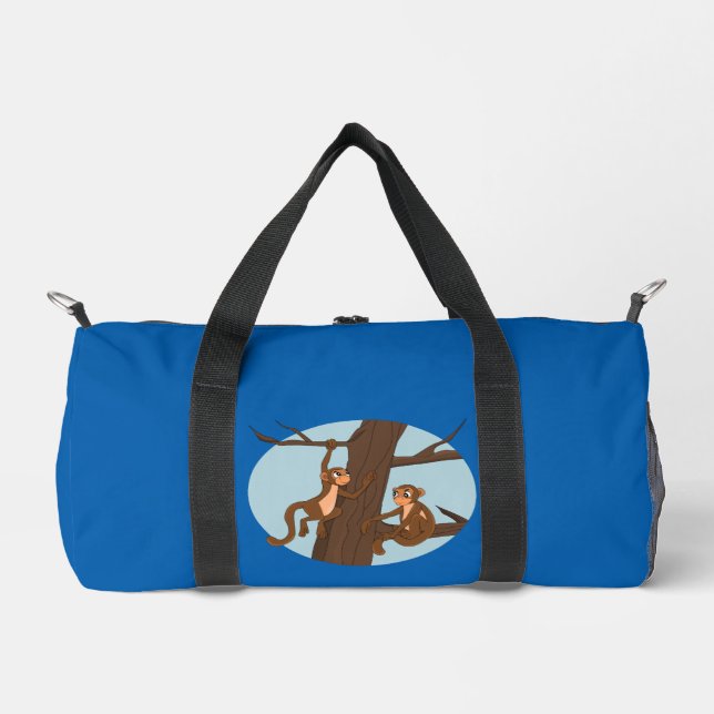 Monkeys climbing the tree cartoon duffle bag (Front)