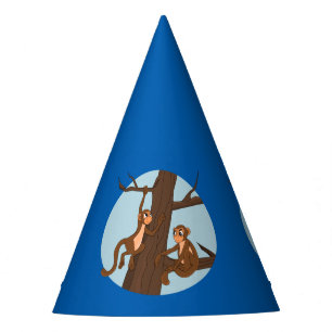 Monkeys climbing the tree cartoon party hat