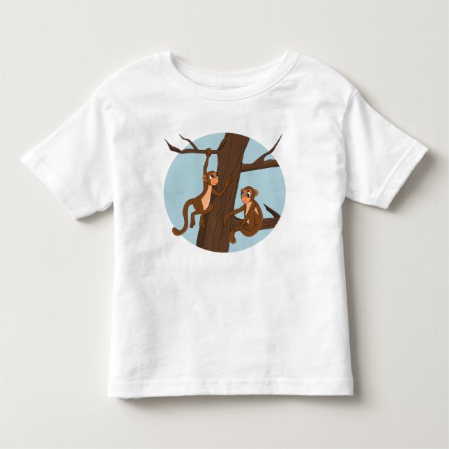 Monkeys climbing the tree cartoon toddler t-shirt (Front)