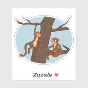 Monkeys climbing the tree Custom-Cut Vinyl Sticker