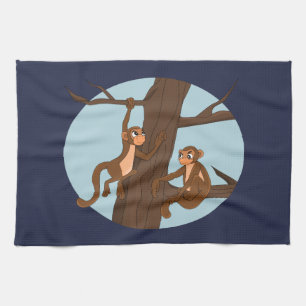 Monkeys climbing the tree kitchen towel