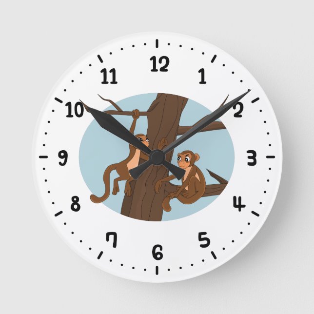 Monkeys climbing the tree round clock (Front)