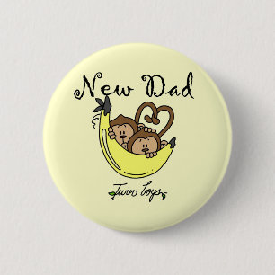 Monkeys Dad of Twin Boys Tshirts and Gifts 6 Cm Round Badge