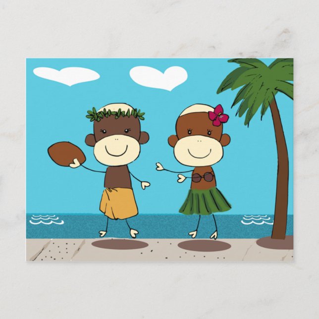 Monkeys Enjoying Vacation In Hawaii Postcard (Front)