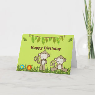 Monkeys Hanging Around In The Jungle Birthday Card