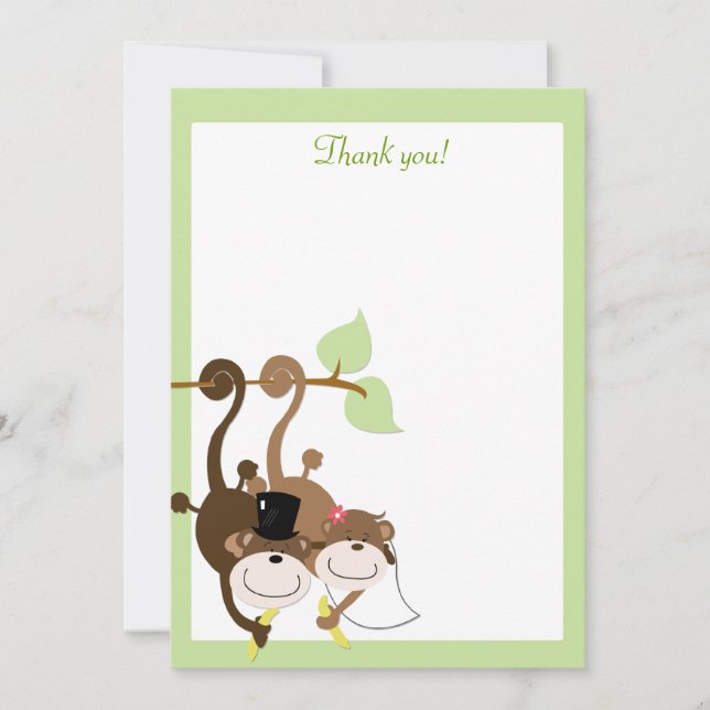 Monkeys in a Tree 5x7 Flat Thank you note Card (Front)