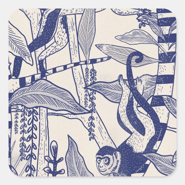 Monkeys in the Jungle Square Sticker (Front)
