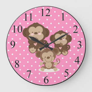 Monkeys Large Clock
